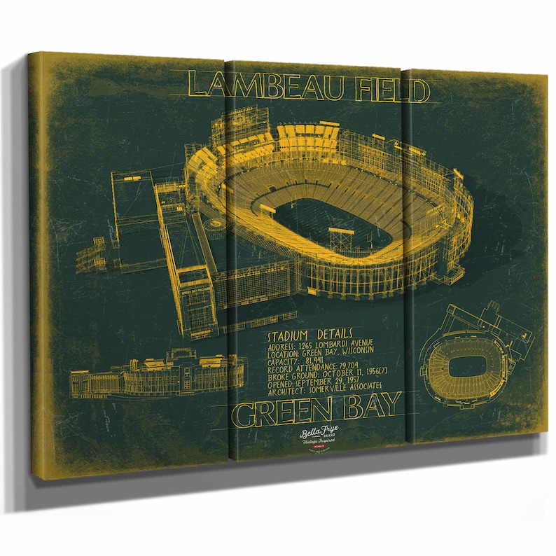 a green bay packers stadium with the name lambeau field on it