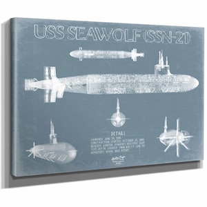 USS Seawolf (SSN-21) Blueprint Wall Art - Original Submarine Print