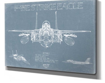 F-15E Strike Eagle Aircraft Blueprint Wall Art - Original Fighter Plane Print