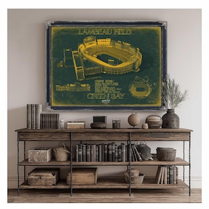 a green and yellow poster of a baseball stadium