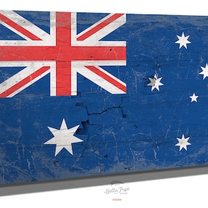 Vintage Australia Wall Art - Australian Flag Sign on Canvas
