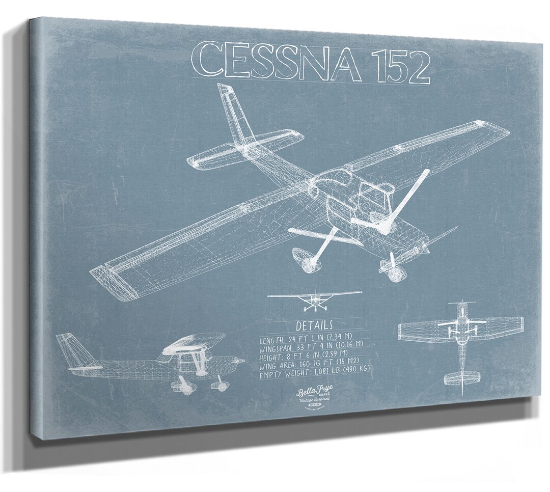 Cessna 152 Aircraft Blueprint Wall Art Original Airplane Print Etsy