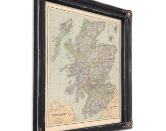 Framed Scotland Vintage Map - Ornate Embellishment Frame with Print