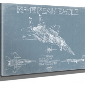 RF-15 Peek Eagle Aircraft Blueprint Wall Art - Original Fighter Plane Print
