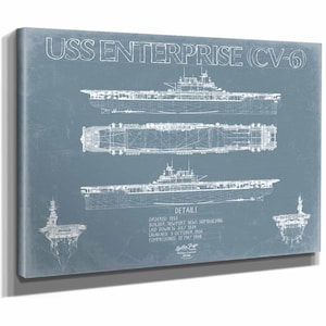 USS Enterprise CV-6 Blueprint Wall Art - Original Carrier Print