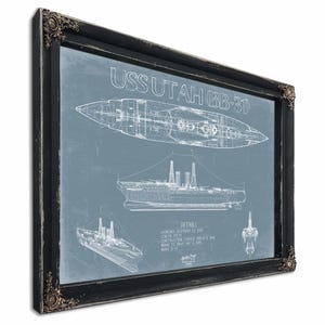 USS Utah (BB-31/AG-16) Blueprint Wall Art - Original Battleship Print