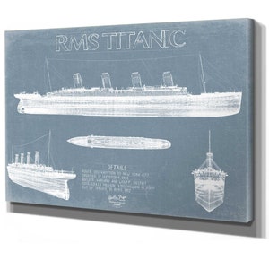 Titanic Wall Art - Vintage Ship Blueprint Artwork