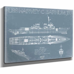 USS Harvey C. Barnum Jr. (DDG-124) Blueprint Wall Art - Original Guided-Missile Destroyer Print