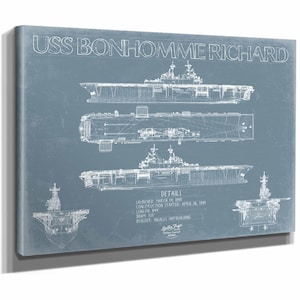 USS Bonhomme Richard (LHD-6) Blueprint Wall Art - Original Amphibious Assault Ship Print