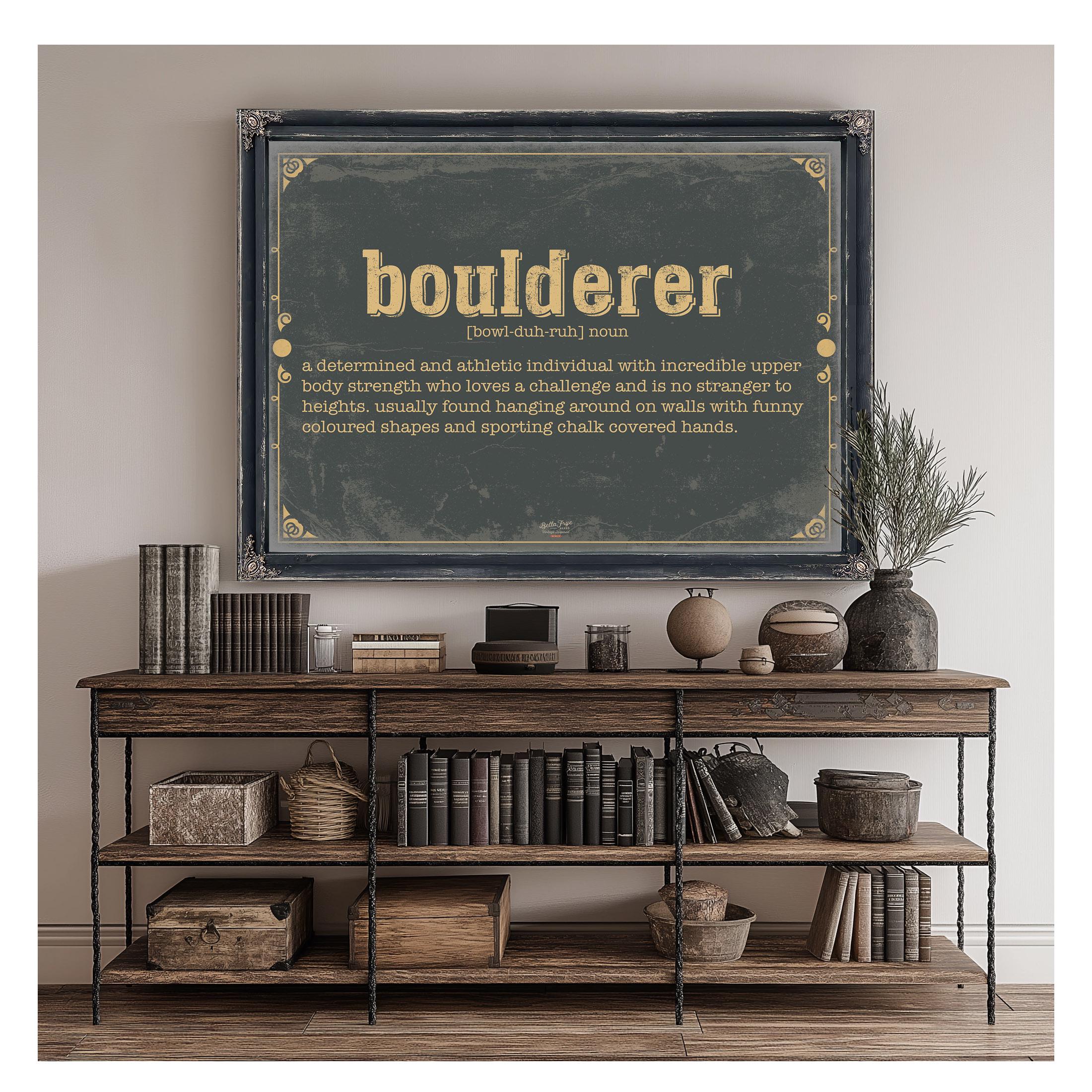 Boulderer Word Definition Wall Art - Gift for Rock Climber Dictionary ...