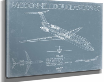 McDonnell Douglas DC-9-30 Aircraft Blueprint Wall Art - Original Aviation Plane Print
