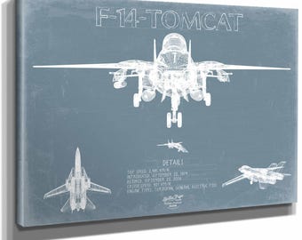 F-14 Tomcat Top Gun Aircraft Blueprint Wall Art - Original Airplane Print