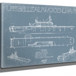 USS Nassau (LHA-4) Blueprint Wall Art - Original Amphibious Assault Ship Print