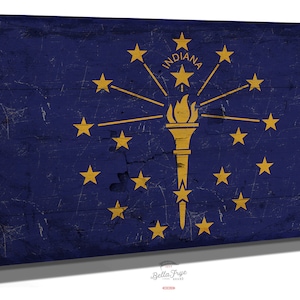 Indiana Flag Wall Art - Vintage State of Indiana Sign