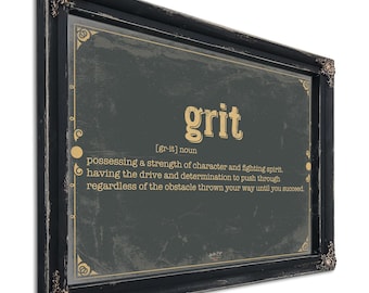 Grit Word Definition Wall Art - Gift for Grit Dictionary Artwork