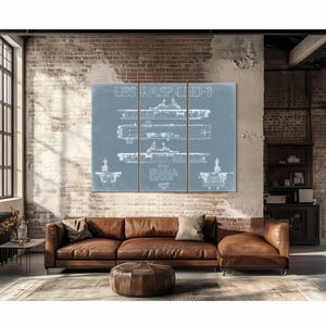 USS Wasp LHD-1 Blueprint Wall Art - Original Carrier Print