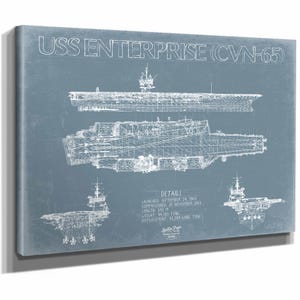 USS Enterprise (CVN-65) Aircraft Carrier Blueprint Wall Art - Original Carrier Print