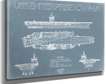 USS Enterprise (CVN-65) Aircraft Carrier Blueprint Wall Art - Original Carrier Print