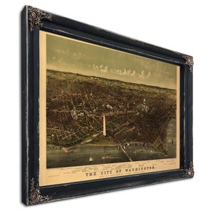 Washington D.C. Capital Vintage Map Wall Art - Bird's Eye View City Canvas Art
