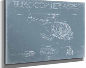 Eurocopter AS350 Écureuil Blueprint Wall Art - Original Aviation Print