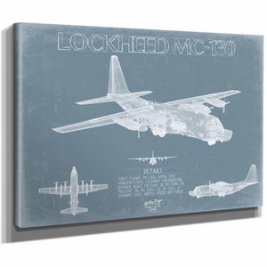 Lockheed MC-130 Aircraft Blueprint Wall Art - Original Military Plane Print