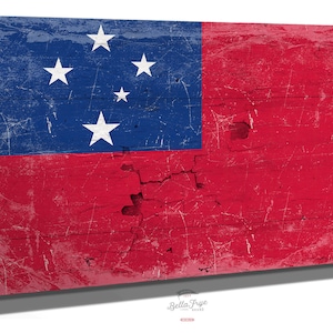 Vintage Samoa Flag Art: Distressed Canvas Print