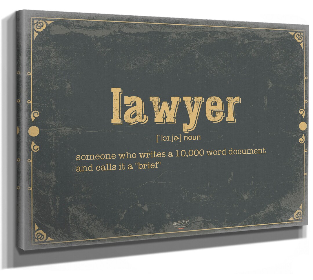 Lawyer Word Definition Wall Art Gift for Lawyer Dictionary Artwork Etsy
