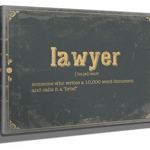 Lawyer Word Definition Wall Art - Gift for Lawyer Dictionary Artwork
