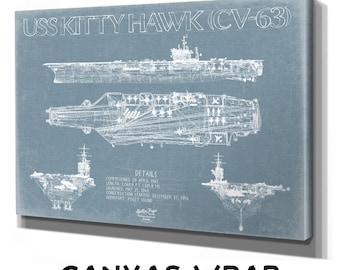 USS Kitty Hawk (CV-63) Supercarrier Blueprint Wall Art - Original