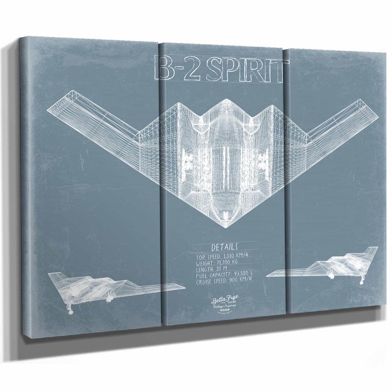 Northrop Grumman B-2 Spirit Aircraft Blueprint Wall Art - Original Aviation Plane Print image 7