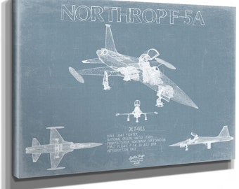 Northrop F-5A Freedom Fighter Aircraft Blueprint Wall Art - Original Fighter Plane Print