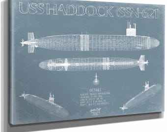 USS Haddock (SSN-621) Blueprint Wall Art - Original Submarine Print