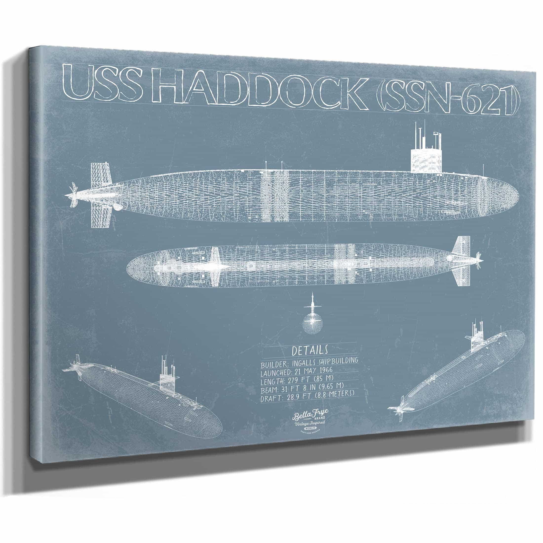 USS Haddock (SSN-621) Blueprint Wall Art - Original Submarine