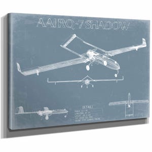 AAI RQ-7 Shadow Aircraft Blueprint Wall Art - Original UAV Print