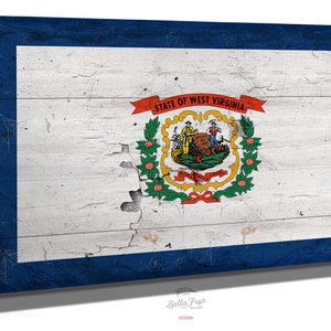 Vintage West Virginia Flag Art: Distressed State Sign, Canvas Print