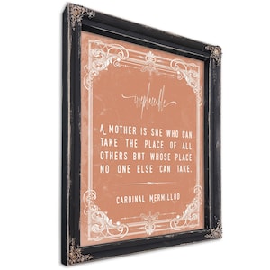 Irreplaceable Mother Quote Art: Ornate Black Wood Frame, Inspirational Gift