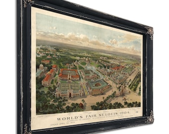 St. Louis World's Fair 1904 Vintage Map Wall Art - Bird's Eye View City Canvas Art