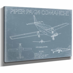 Piper PA-24 Comanche Aircraft Blueprint Wall Art - Original Airplane Print