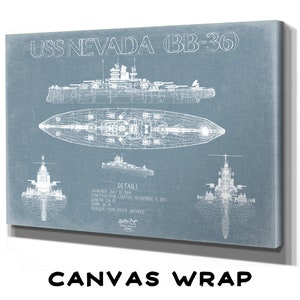 USS Nevada (BB-36) Blueprint Wall Art - Original Battleship Print