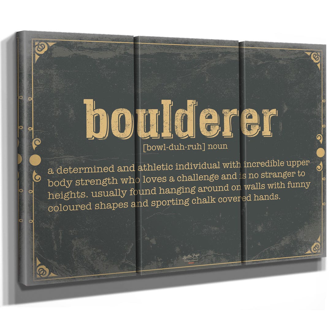 Boulderer Word Definition Wall Art - Gift for Rock Climber Dictionary ...
