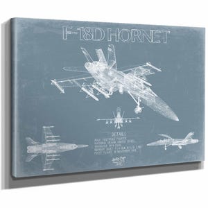 F-18D Hornet Aircraft Blueprint Wall Art - Original Aviation Plane Print