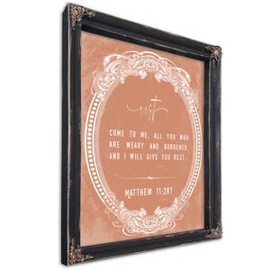 Come to Me and Rest – Matthew 11:28 Framed Scripture Wall Decor - Find Rest in Him – Christian Print