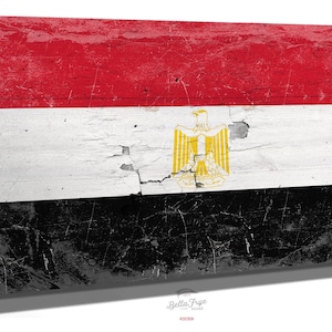 Vintage Egypt Flag Canvas Art: Distressed Wood Style image 1