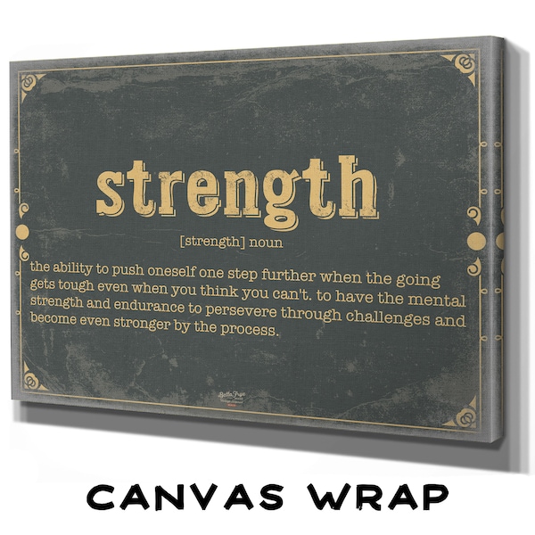 Strength Word Definition Wall Art - Gift for Strength Dictionary Artwork