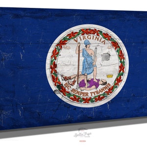 Virginia Flag Wall Art - Vintage State of Virginia Sign