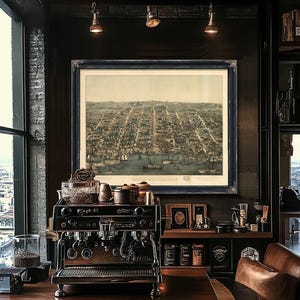 Art mural carte vintage d'Alexandria, Virginie - Art sur toile vue plongeante sur la ville