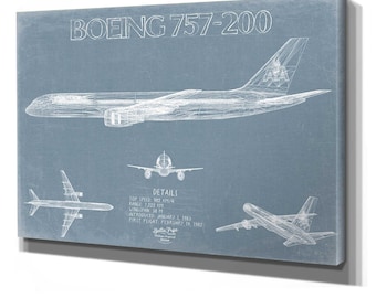 Boeing 757 200 Aircraft Blueprint Wall Art - Original Aviation