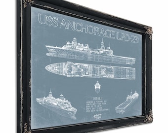 USS Anchorage (LPD-23) Blueprint Wall Art - Original Amphibious Transport Dock Print