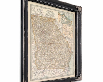 Framed Georgia Vintage Map - Ornate Embellishment Frame with Print