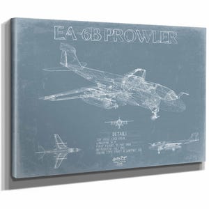 Northrop Grumman EA-6B Prowler Aircraft Blueprint Wall Art - Original Fighter Plane Print